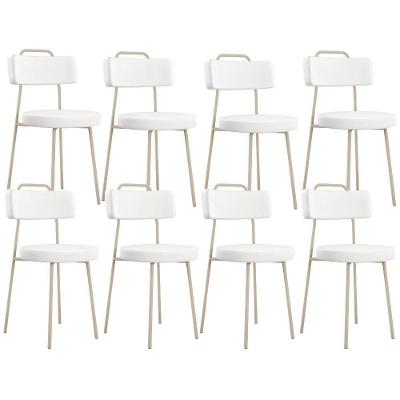 Kit 08 Cadeiras Decorativas Estofada Sala Jantar Barcelona Arena L02 Facto Branco - Lyam