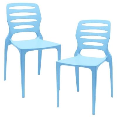 Kit 02 Cadeiras Para Cozinha Área Gourmet Jardim Empilhável Larsen P03 Azul Celeste - Lyam Decor