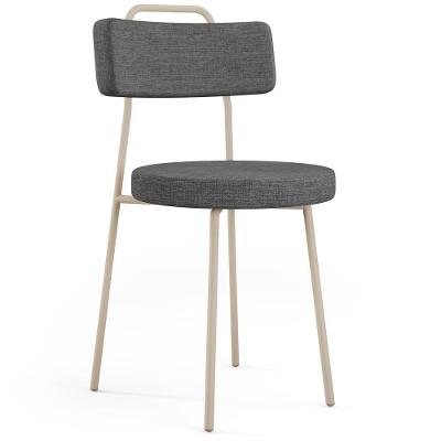 Cadeira Decorativa Estofada Para Sala De Jantar Barcelona Arena L02 Linho Cinza Escuro - Lyam