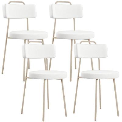 Kit 04 Cadeiras Decorativas Estofada Sala Jantar Barcelona Arena L02 Facto Branco - Lyam