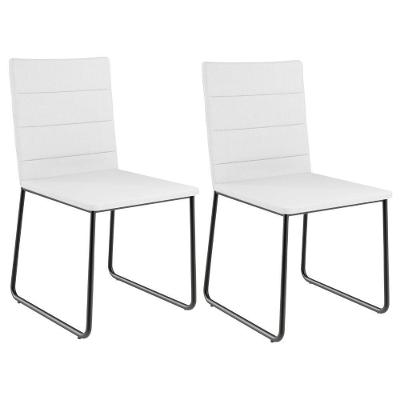 Kit 02 Cadeiras Decorativa Estofada Para Sala De Jantar Preto Maya L02 Facto Branco - Lyam Decor