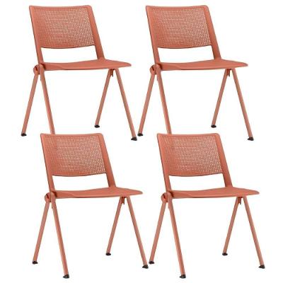 Kit 04 Cadeiras Empilhável Fixa Lift F02 Base Aço Laranja - Lyam Decor