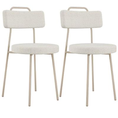Kit 02 Cadeiras Decorativas Estofada Sala Jantar Barcelona Arena L02 Linho Champagne - Lyam