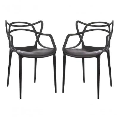 Kit 2 Cadeiras De Design Allegra Interior E Exterior Preto