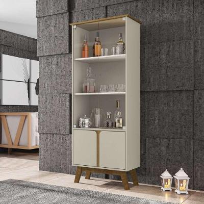 Cristaleira Com Vidros E 4 Portas Retrô 70cm Multimóveis Cr50109 Off White Cinamomo