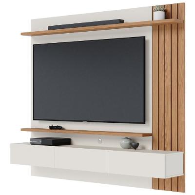 Painel Para Tv 70 Pol Com Bancada Suspensa 180cm Will C04 Off White Matte Freijó - Lyam Decor