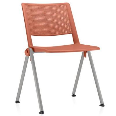 Cadeira Empilhável Fixa Lift F02 Base Aço Cinza Laranja - Lyam Decor
