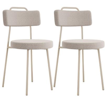 Kit 02 Cadeiras Decorativas Estofada Sala Jantar Barcelona Arena L02 Bouclê Creme - Lyam