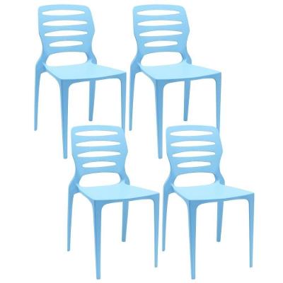 Kit 04 Cadeiras Para Cozinha Área Gourmet Jardim Empilhável Larsen P03 Azul Celeste - Lyam Decor