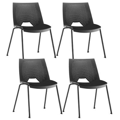 Kit 04 Cadeiras Empilhável Fixa Liked F02 Base Aço Preto - Lyam Decor