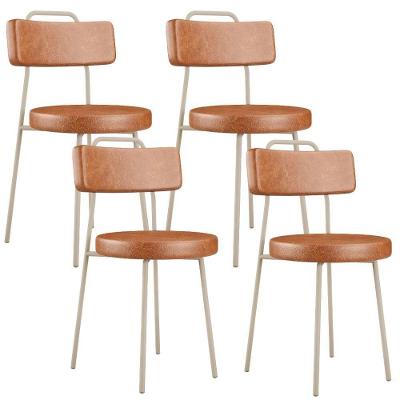 Kit 04 Cadeiras Decorativas Estofada Sala Jantar Barcelona Arena L02 Couríssimo Camel - Lyam