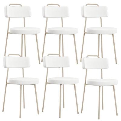 Kit 06 Cadeiras Decorativas Estofada Sala Jantar Barcelona Arena L02 Facto Branco - Lyam