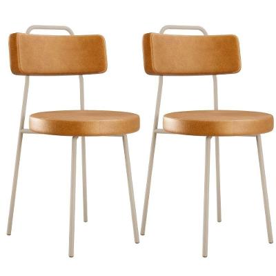 Kit 02 Cadeiras Decorativas Estofada Sala Jantar Barcelona Arena L02 Couríssimo Whisky - Lyam