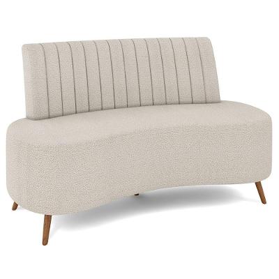 Sofá 2 Lugares Para Sala Living 160cm Pés Palito Tamar K04 Bouclê Bege - Mpozenato