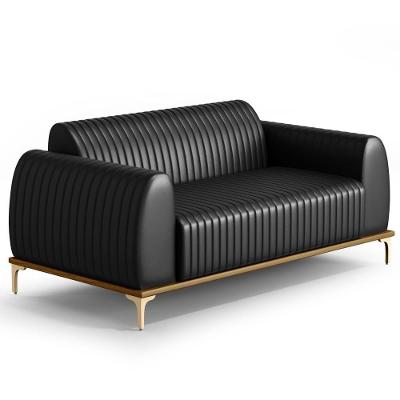 Sofá 180cm 3 Lugares Base Gold Molino D06 Pu B-159 Preto - Mpozenato