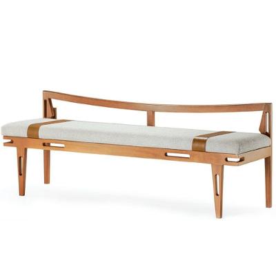 Banco Los Madeira Ozki 161 Cm Madeira Eucalipto Cedro Tecido Cinza