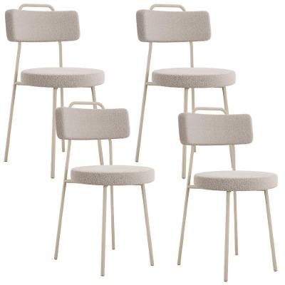 Kit 04 Cadeiras Decorativas Estofada Sala Jantar Barcelona Arena L02 Bouclê Creme - Lyam
