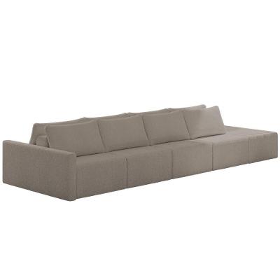 Sofá Ilha Modular Com Puff Para Sala Living 432cm Georgia K04 Bouclê Bege Escuro - Mpozenato