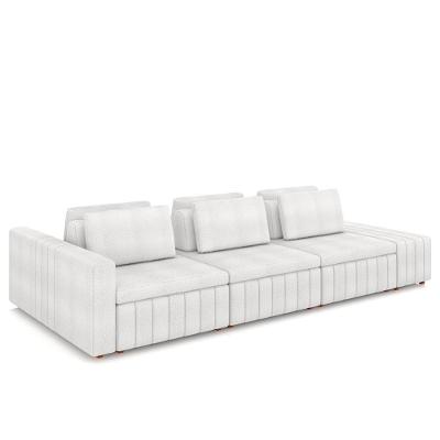 Sofá Ilha E Puff Sala Living 365cm Siesta M22 Boucle Branco - Mpozenato