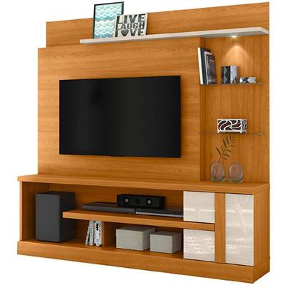 Home Theater Para Tv De 55 C/ 2 Prateleiras E Led Aline Cinamomo/off White