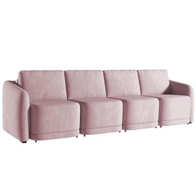 Sofá Cama Casal Para Sala 396cm Polska K04 Veludo Rosê - Mpozenato
