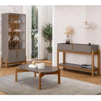 Conjunto Sala Dalot Cinza Pérola Cedro