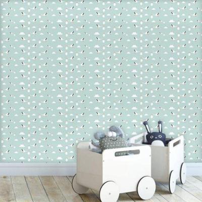 Papel De Parede Kids Cegonha Bebê