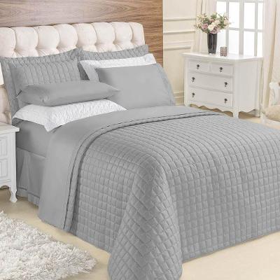Kit Cobre Leito Colcha Veneza King 3 Peças Hipercal 180 Fios - Cinza