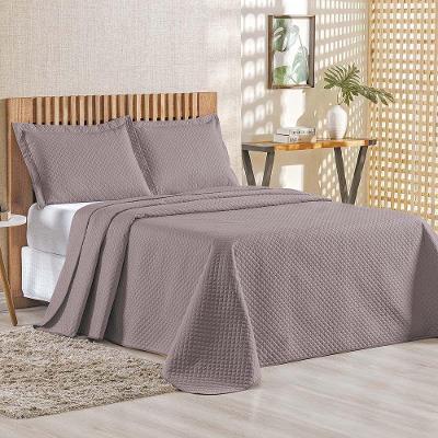 Kit Cobre Leito Colcha Ideale Queen 3 Peças Matelado Geométrico - Lavanda - 100% Poliéster