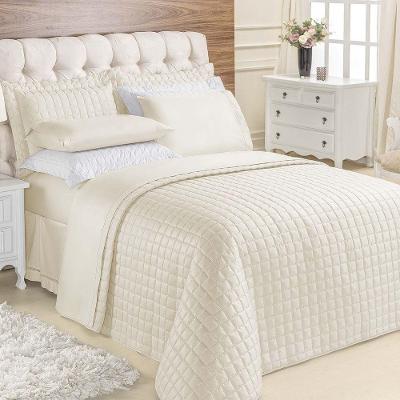 Kit Cobre Leito Colcha Veneza Queen 3 Peças Hipercal 180 Fios - Marfim