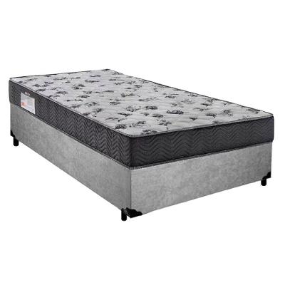 Cama Box Solteiro Suede + Colchão De Molas Ensacadas Sereneprime 88x188x58cm Cinza