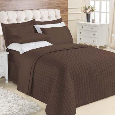 Kit Cobre Leito Colcha Veneza King 3 Peças Hipercal 180 Fios - Marrom