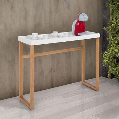 Aparador Buffet Slim Para Sala Cozinha Pés Madeira Tampo MDF Branco