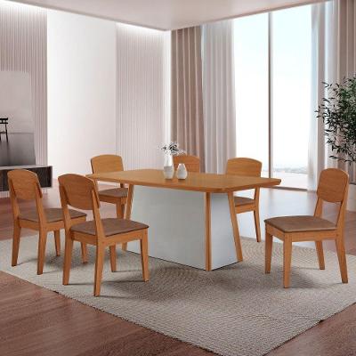 Mesa De Jantar Diane 180cm Tampo Mdf Canto Copo E 6 Cadeiras Tork /naturale /off White
