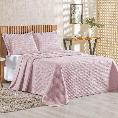 Kit Cobre Leito Colcha Ideale Queen 3 Peças Matelado Geométrico - Rose - 100% Poliéster