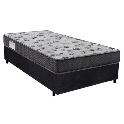 Cama Box Solteiro Suede + Colchão De Molas Ensacadas Sereneprime 88x188x58cm Preto