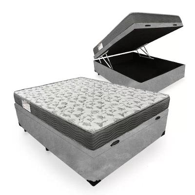 Cama Box Baú Casal Suede + Colchão De Espuma D33 - Sereneprime - 138cm Cor:cinza