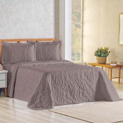 Kit Cobre Leito Colcha Celeste Queen 3 Peças Matelado Floral 180 Fios - Lavanda