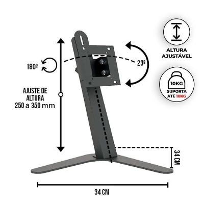 Suporte De Mesa Com Ajuste De Altura E Inclinação Para Monitor