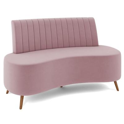 Sofá 2 Lugares Para Sala Living 135cm Pés Palito Tamar K04 Veludo Rosê - Mpozenato