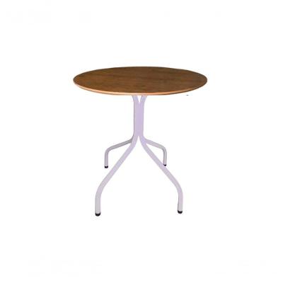 Mesa Moema 80x80 Imbuia Base Branca
