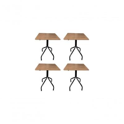 Kit 4 Mesas Moema 70x70 Imbuia Base Preta
