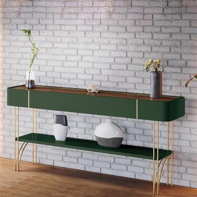Aparador Decorativo Rennes Mdp/mdf Pés De Aço Verde Pistache/castanho G26 - Gran Belo