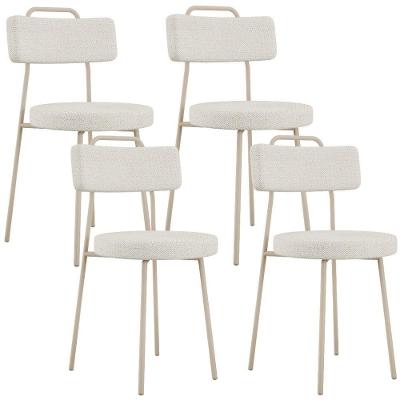 Kit 04 Cadeiras Decorativas Estofada Sala Jantar Barcelona Arena L02 Linho Champagne - Lyam