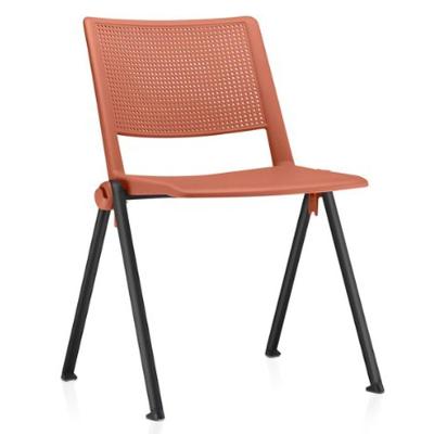 Cadeira Empilhável Fixa Lift F02 Base Aço Preto Laranja - Lyam Decor