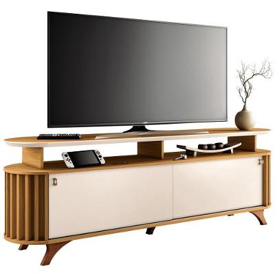 Rack Para Sala De Estar Tv 70 Pol Orgânico Dorian B01 Off White Cinamomo - Lyam Decor