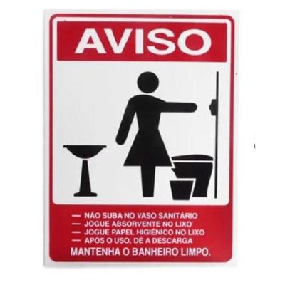 Placa De Sinalização Acesso 15x20cm Aviso Mantenha O Banheiro Limpo Femino