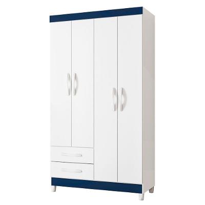 Guarda-roupa Albatroz âmbar 4 Portas Solteiro Mdp 2 Gavetas Quadriflex-branco, Azul, Rosa, Titanium