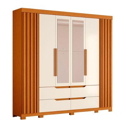 Guarda Roupa Doble Casal 6 Portas Com Espelho Albatroz Cinamomo/off White