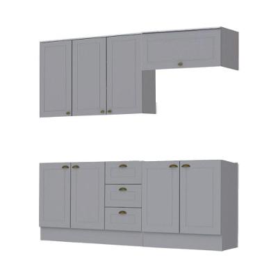 Cozinha Modulada Cooktop 4 Peças Com Tampo Henn Americana Cinza